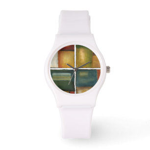 Vier Panelmalereien von Jennifer Goldberger Armbanduhr