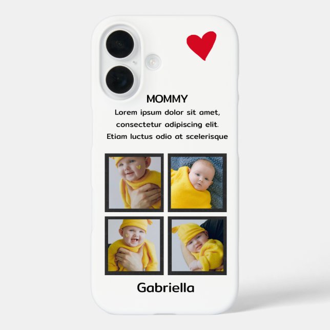 Vier Personalisierter, benutzerdefinierter Text fü iPhone 16 Hülle (Rückseite)