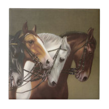 Vier PferdeVintage Kunst-Eigenschafts-Fliese