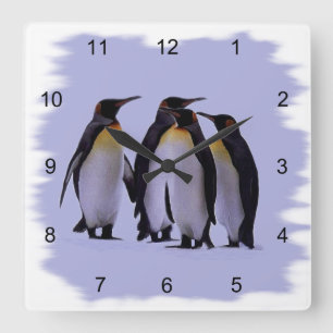 Vier Pinguin-Wanduhr Quadratische Wanduhr
