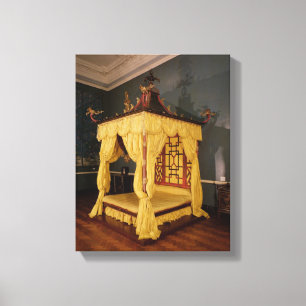 Vier Plakat-Bett, in der chinesischen Art, 1750s Leinwanddruck