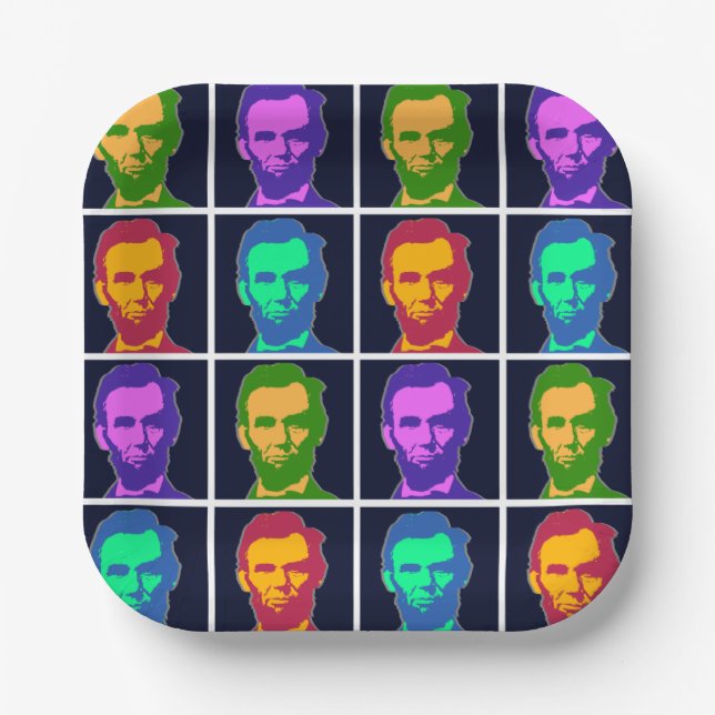 Vier Pop Art Abraham Lincolns Pappteller (Vorderseite)