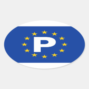 VIER Portugal "P" europäische Gewerkschaft Ovaler Aufkleber