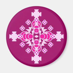 Vier Punkte Mandala - hellrosa und pflaumenfarbene Magnet