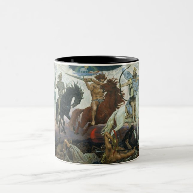 Vier Reiter der Apokalypse Zweifarbige Tasse (Mittel)