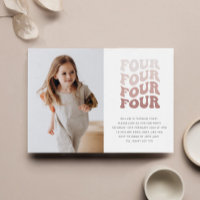 Vier Retro Blush Landschaft Foto Einladung