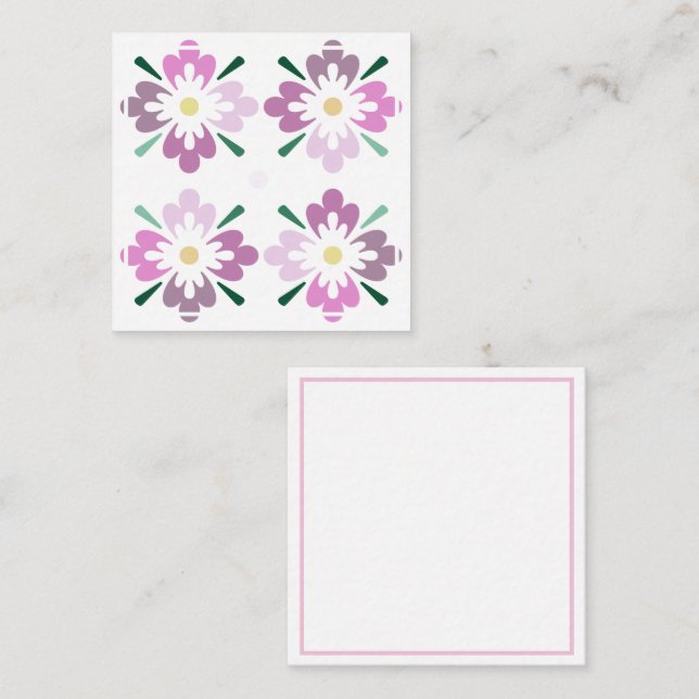 Vier rosa Blumenformen Umschließkarte Begleitkarte (Vorne/Hinten)