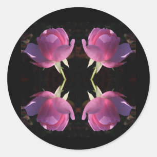 Vier rosa Rosen Runder Aufkleber