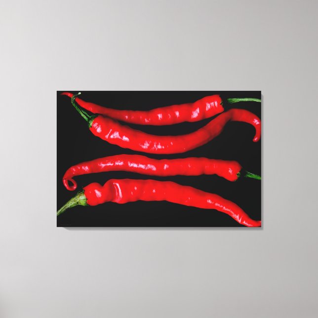 Vier Rote Chilies 36x24 (90x60cm) Waccna Leinwanddruck (Vorderseite)