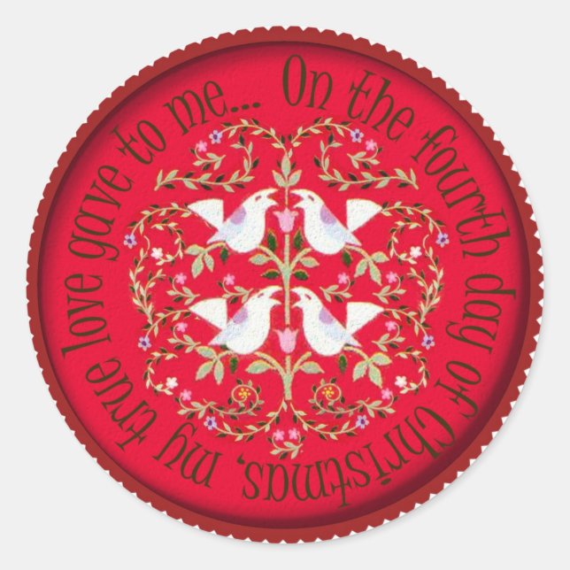 Vier Rudervögel Runder Aufkleber (Vorderseite)