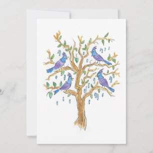 Vier rufende Vögel Einladung