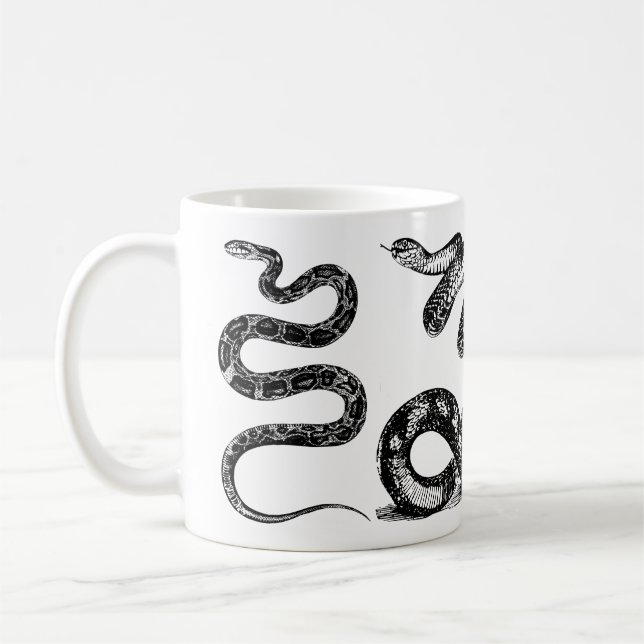 Vier Schlangen grafisch Kaffeetasse (Links)