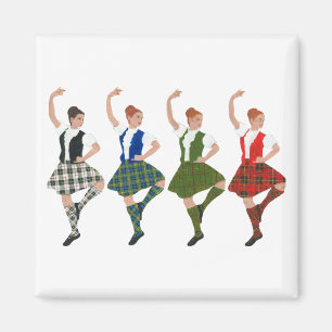 Vier schottische Highland-Tänzer Magnet