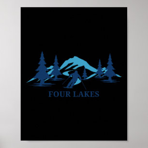 Vier Seen Illinois Skigebiet Skifahren Skifahren Poster