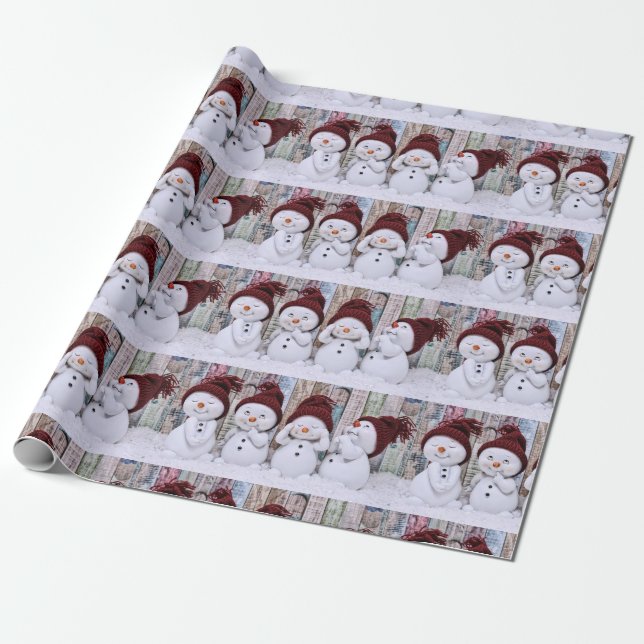 Vier Snowmen-Wrapper Geschenkpapier (Ungerollt)