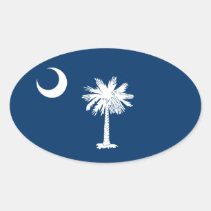 VIER South Carolina Flag Ovaler Aufkleber