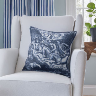 Vier Sperma der Apokalypse Blue Toile Kissen