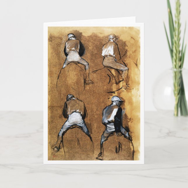 Vier Studien eines Jockys, Edgar Degas Karte (Vorderseite)