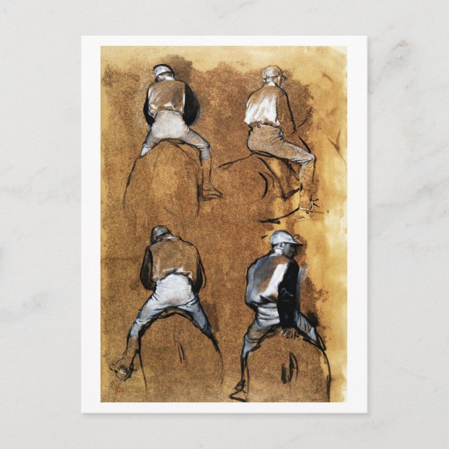Vier Studien eines Jockys, Edgar Degas Postkarte (Vorderseite)