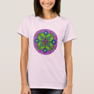 Vier-Sun-Gates Mandala Hoodie Dress (lila-grün) T-Shirt