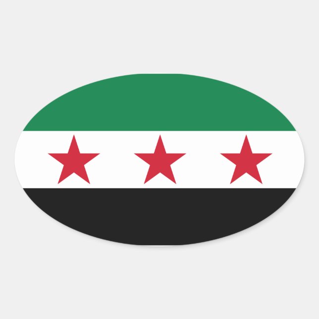 VIER Syrien-Flagge Ovaler Aufkleber (Vorderseite)