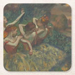 Vier Tänzer, beeindruckendes Gemälde, Edgar Degas Rechteckiger Pappuntersetzer