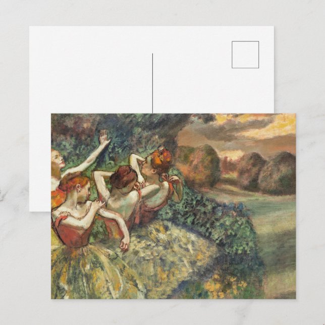 Vier Tänzer von Edgar Degas, klassische Ballettkun Postkarte (Vorne/Hinten)