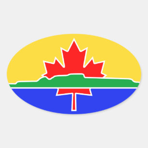 VIER Thunder Bay Flag Ovaler Aufkleber