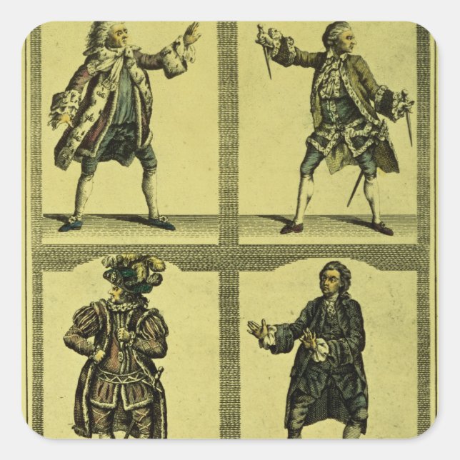 Vier tragische Rollen Quadratischer Aufkleber (Vorderseite)