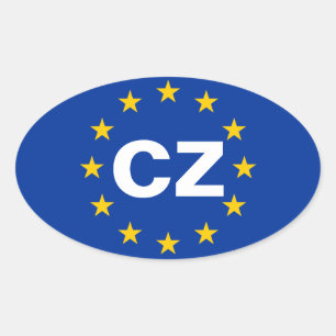 VIER tschechische europäische Gewerkschafts-Flagge Ovaler Aufkleber