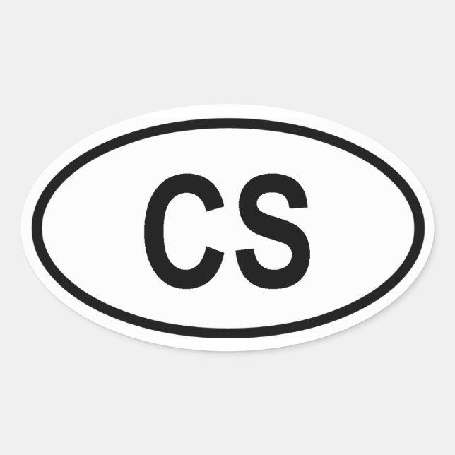 VIER Tschechoslowakei "CS" Ovaler Aufkleber (Vorderseite)