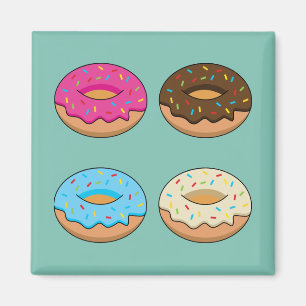 Vier verschiedene Donuts Muster Magnet