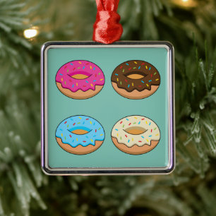 Vier verschiedene Donuts Muster Ornament Aus Metall