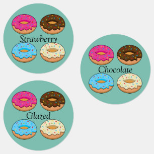 Vier verschiedene Donuts Muster Personalisieren Etiketten