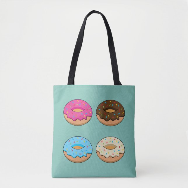 Vier verschiedene Donuts Muster Tasche (Vorderseite)