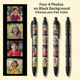 Vier viereckige Foto in Schwarz Kugelschreiber