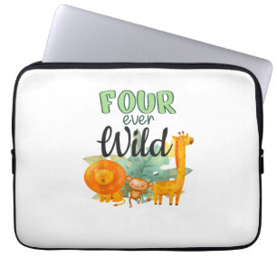 VIER Wild Giraffe Monkey Lion Jungle 4. Birt Laptopschutzhülle