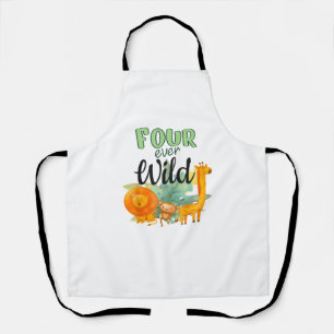 VIER Wild Giraffe Monkey Lion Jungle 4. Birt Schürze