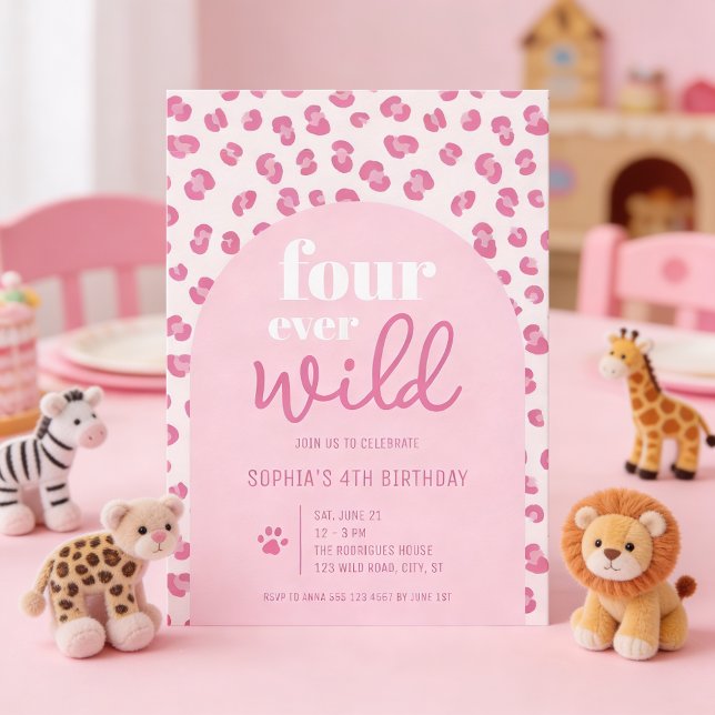 Vier wilde Mädchen 4. Party Einladung (Front of the invitation shown in 5x7-inch. Choose size, paper, and corner style.
)