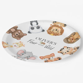 Vier wilde Safari zum 4. Geburtstag Pappteller