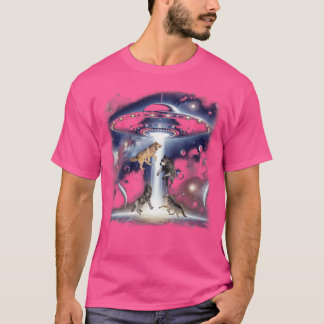 Vier Wolf mit Ufo Funny Wolves Ufos Alien Wolf Ho T-Shirt