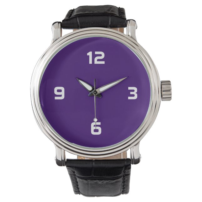Vier Zahlen - Weiß auf Lila Armbanduhr (Vorderseite)