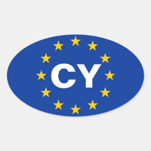 VIER ZYPERN "CY" Europäische Gewerkschaft Ovaler Aufkleber