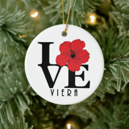 Viera LIEBE Red Hibisken Keramik Ornament
