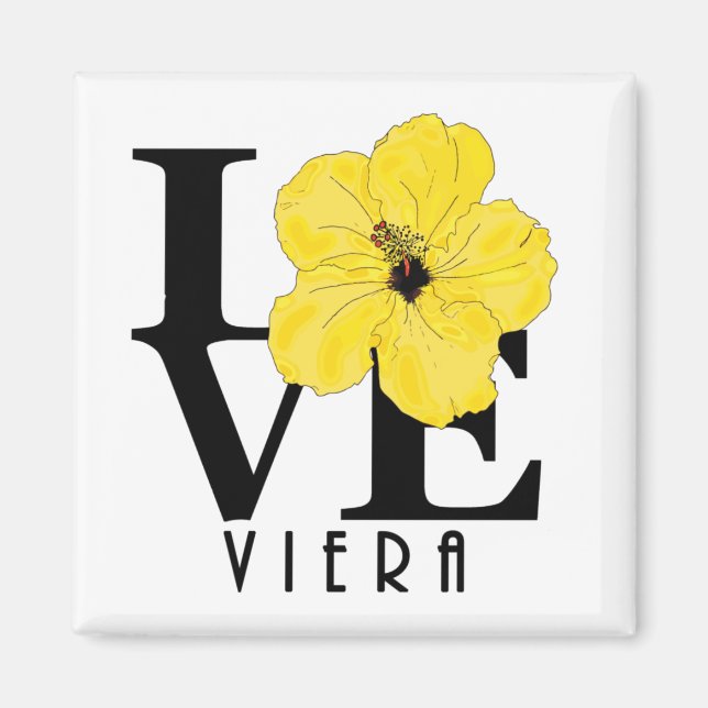 Viera LIEBE Yellow Hibiskus Magnet (Vorne)