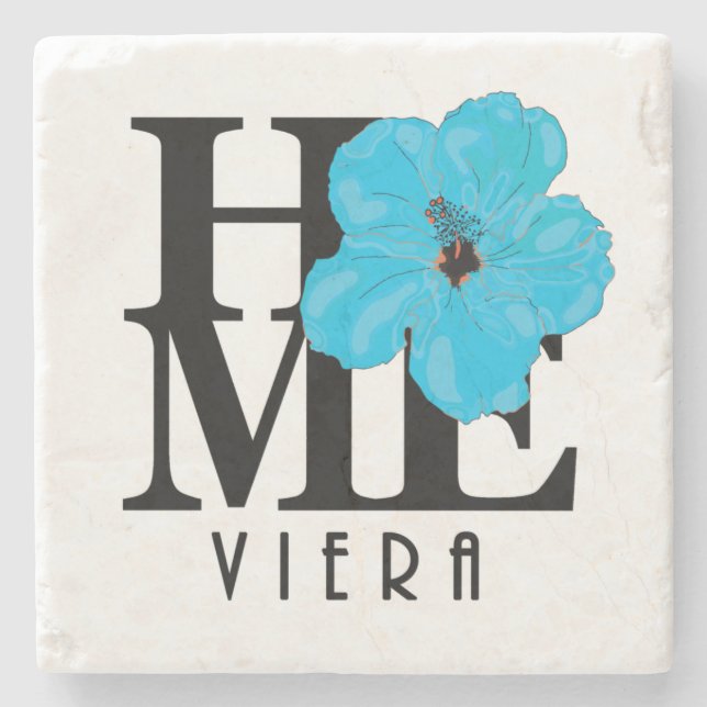 Viera ZUHAUSE Blue Hibiskus Steinuntersetzer (Vorderseite)