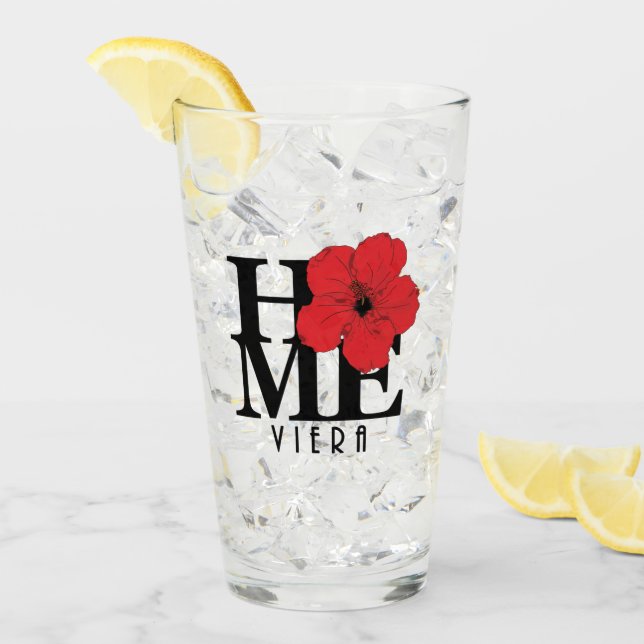 Viera ZUHAUSE Red Hibiskus Glas (Vorderseite Ice)