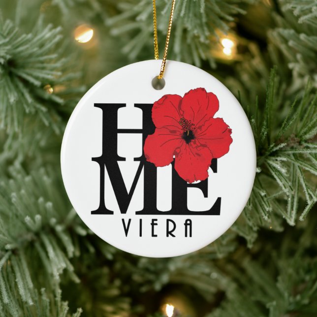 Viera ZUHAUSE Red Hibiskus Keramik Ornament (Baum)