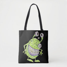 vieräugiges grünes Alien-Monster Tasche