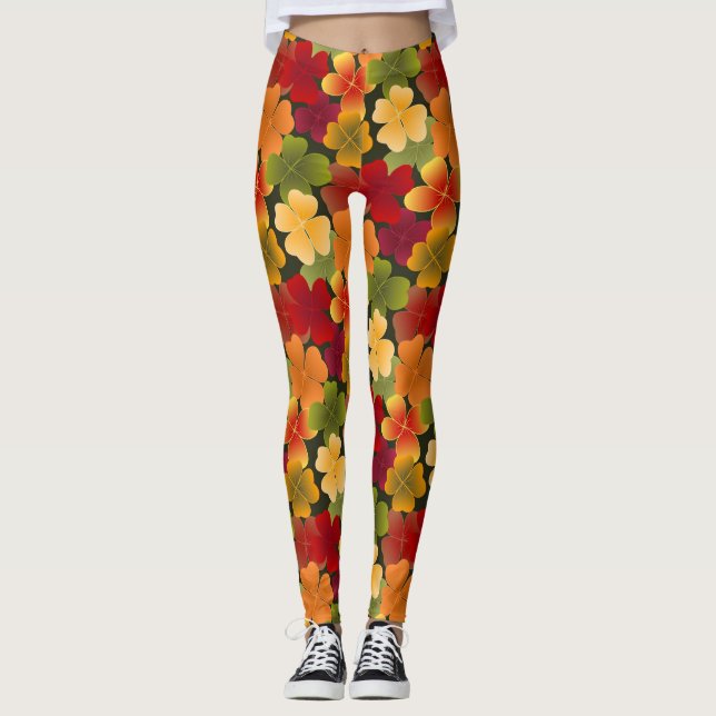 Vierblatt in Herbstfarben Leggings (Vorderseite)